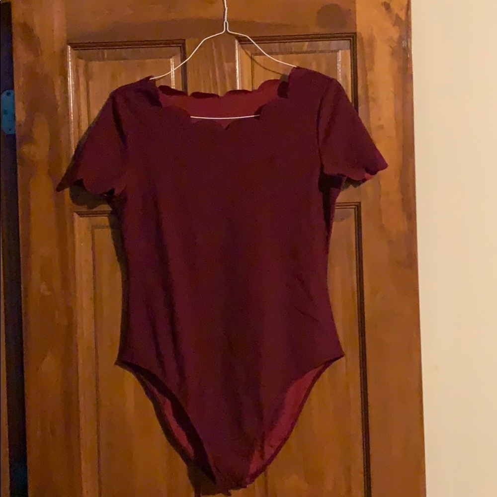 Scalloped neckline bodysuit